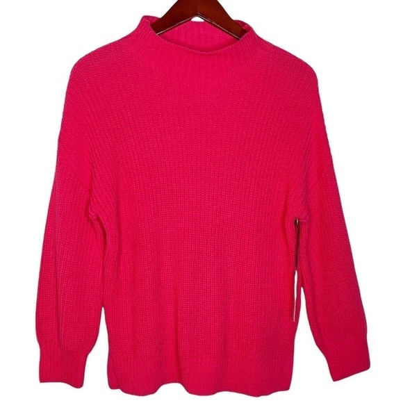 CUPCAKES and CASHMERE NWT Mock Neck Cotton Shaker Knit Sweater in Pink Raspberry - Picture 14 of 14